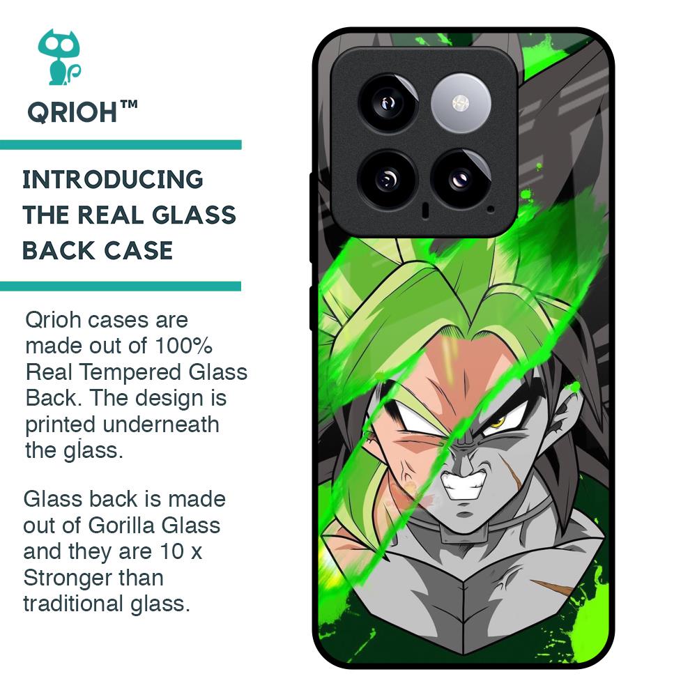 Anime Green Splash Glass Case for Mi 14