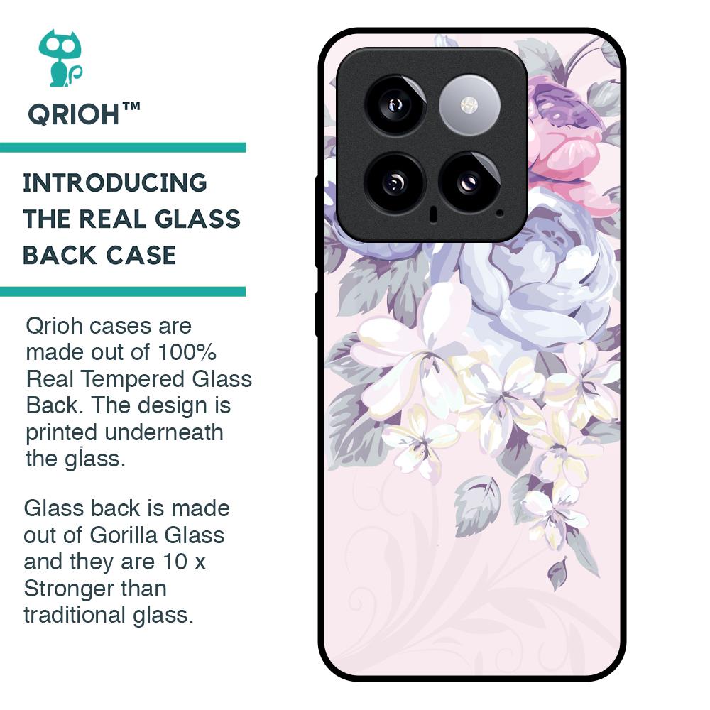 Elegant Floral Glass Case for Mi 14