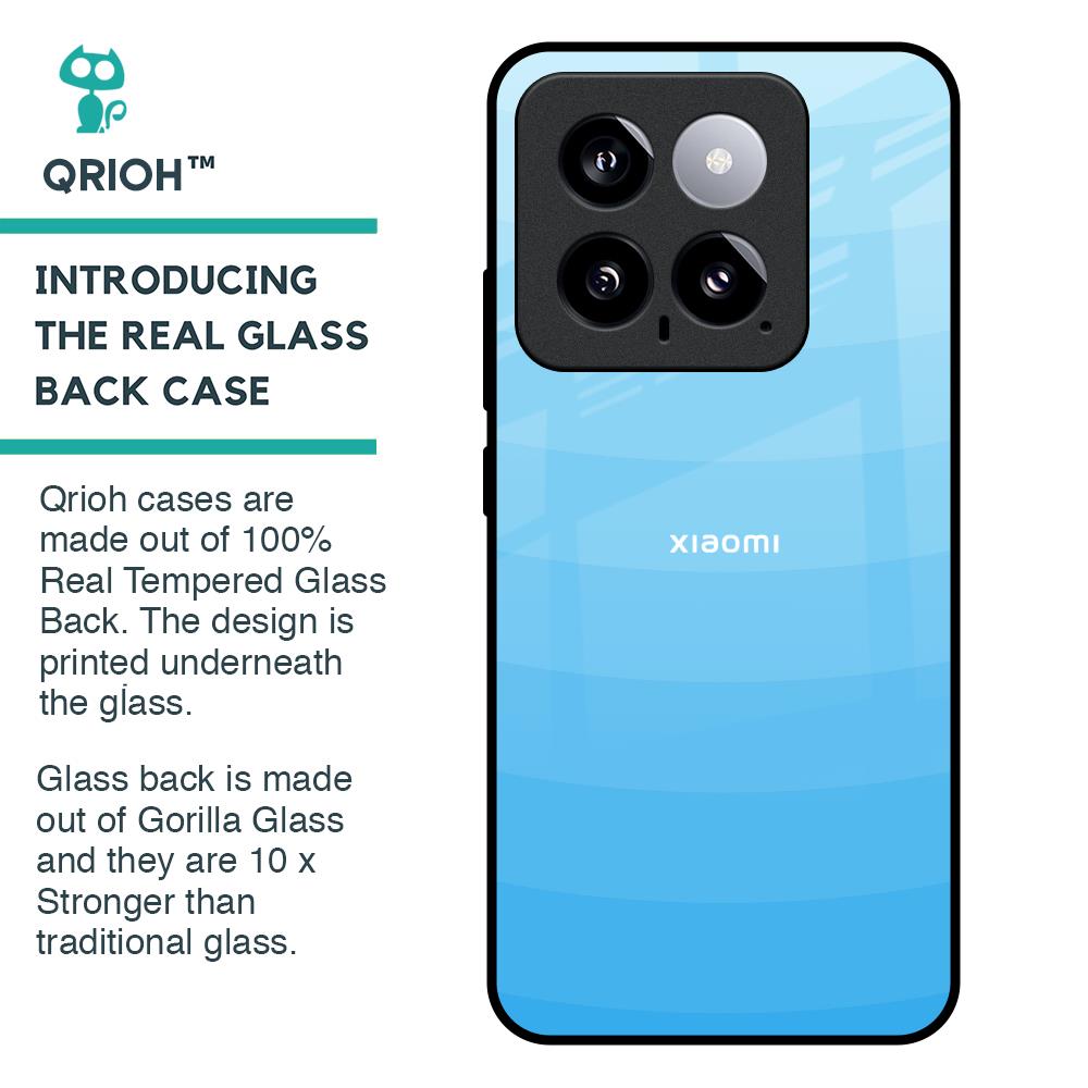 Wavy Blue Pattern Glass Case for Mi 14