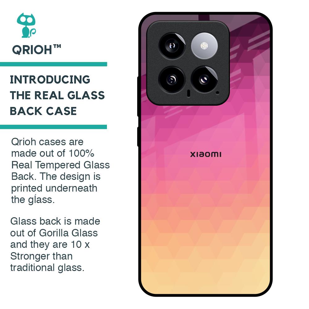 Geometric Pink Diamond Glass Case for Mi 14