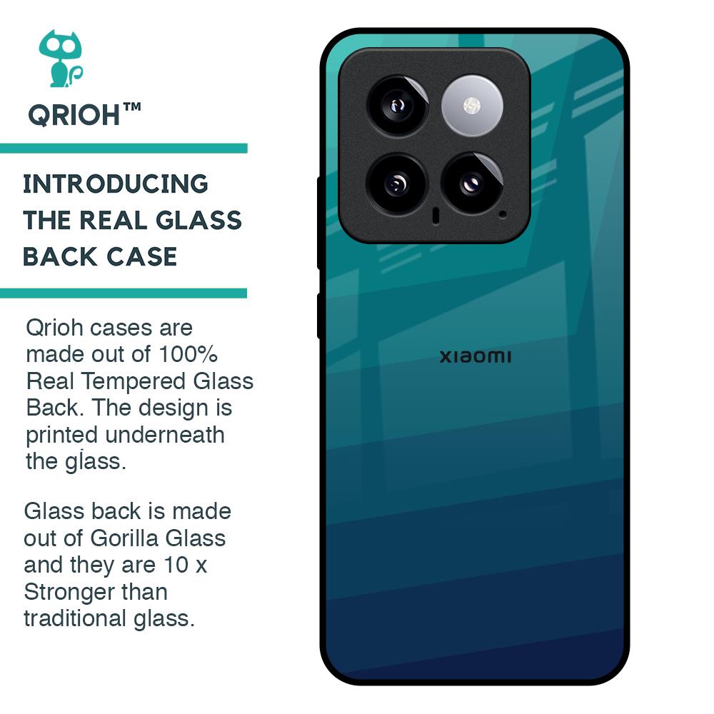 Green Triangle Pattern Glass Case for Mi 14