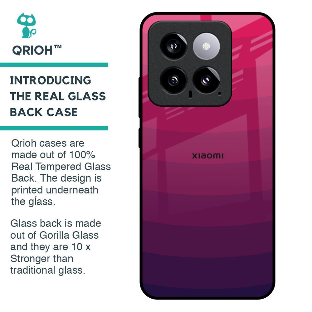 Wavy Pink Pattern Glass Case for Mi 14