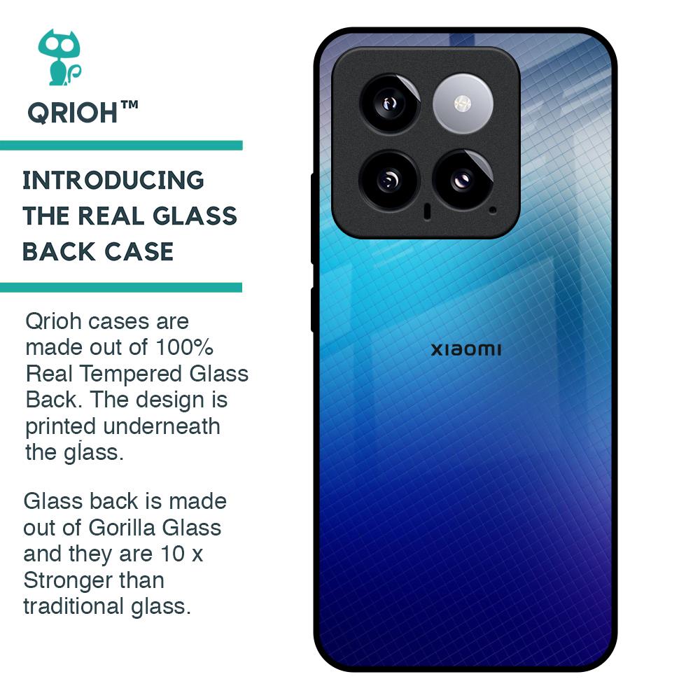 Blue Rhombus Pattern Glass Case for Mi 14