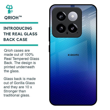 Blue Rhombus Pattern Glass Case for Mi 14