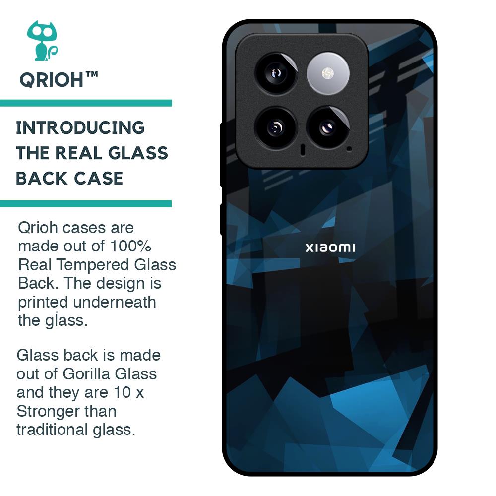 Polygonal Blue Box Glass Case For Mi 14