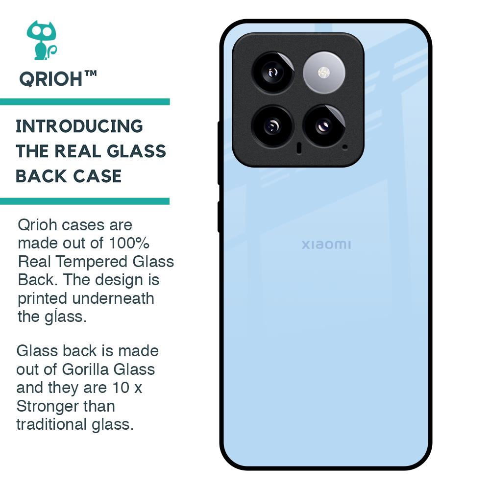 Pastel Sky Blue Glass Case for Mi 14