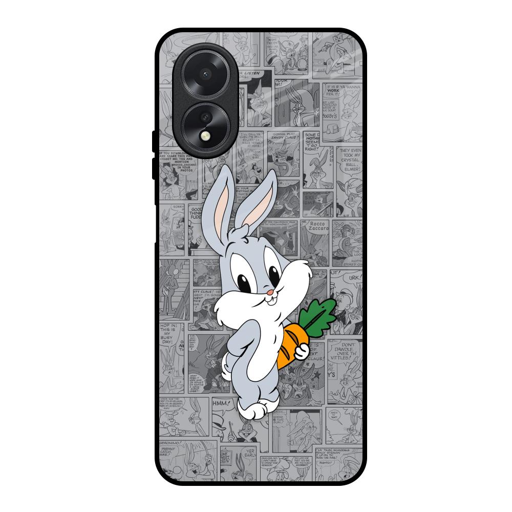 Cute Baby Bunny Oppo A18 Glass Back Cover Online