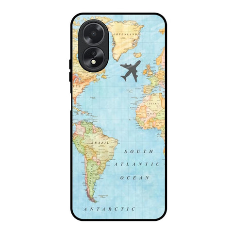Travel Map Oppo A18 Glass Back Cover Online
