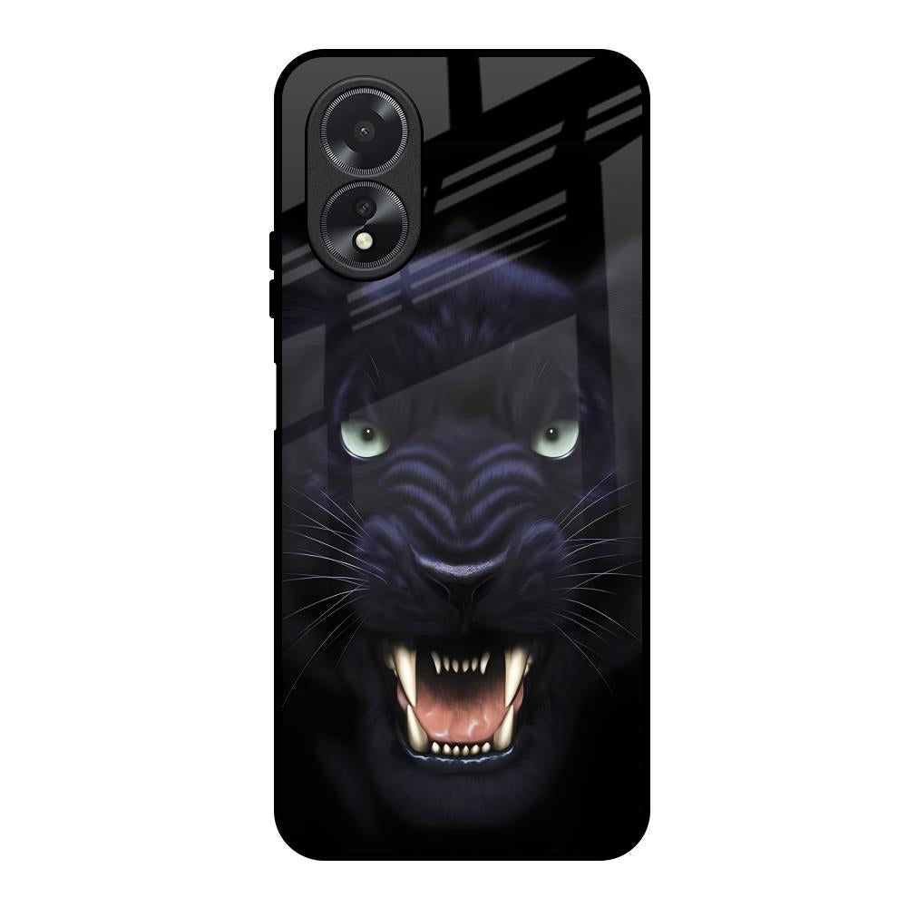 Angry Black Leopard Oppo A18 Glass Back Cover Online