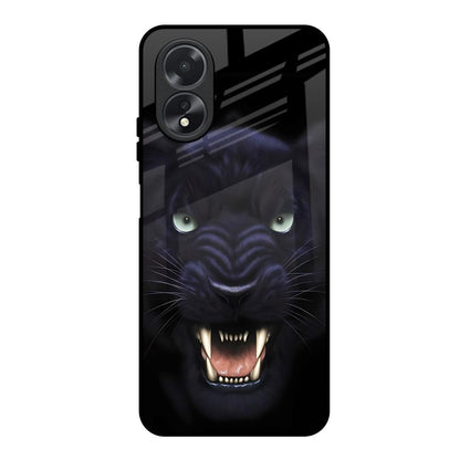 Angry Black Leopard Oppo A18 Glass Back Cover Online