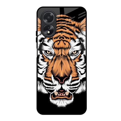 Angry Tiger Oppo A18 Glass Back Cover Online