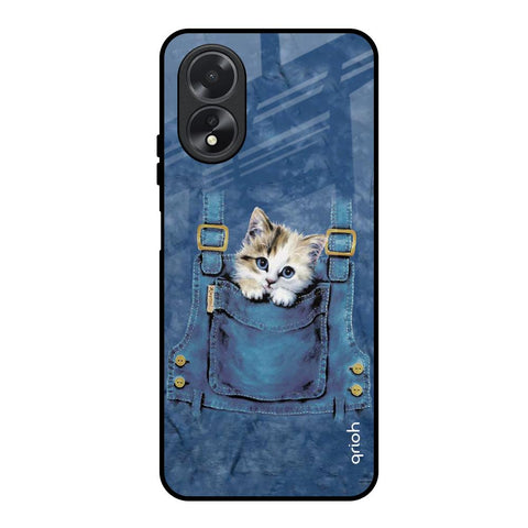 Kitty In Pocket Oppo A18 Glass Back Cover Online