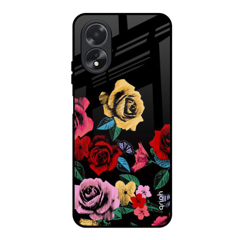Floral Decorative Oppo A18 Glass Back Cover Online