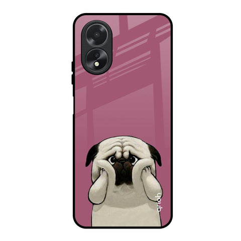 Funny Pug Face Oppo A18 Glass Back Cover Online