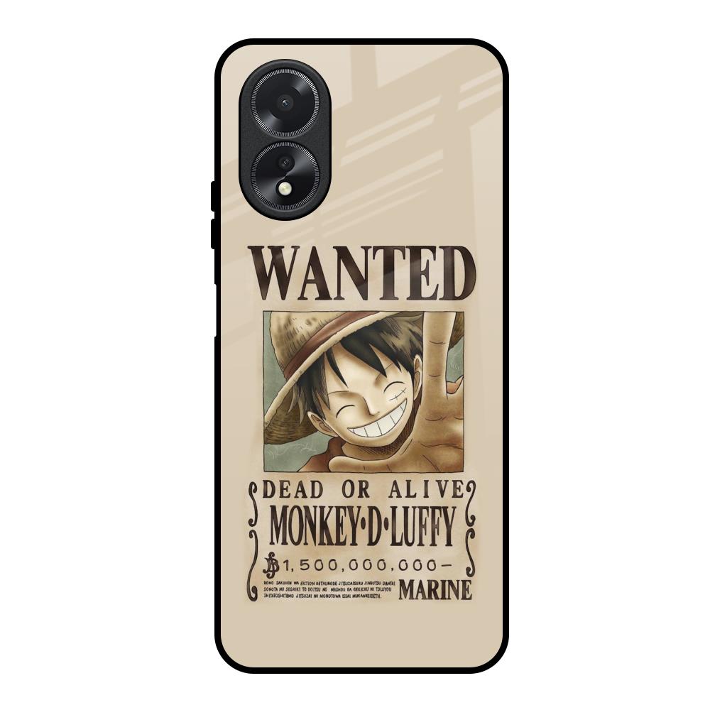 Luffy Wanted Oppo A18 Glass Back Cover Online