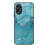 Blue Golden Glitter Oppo A18 Glass Back Cover Online
