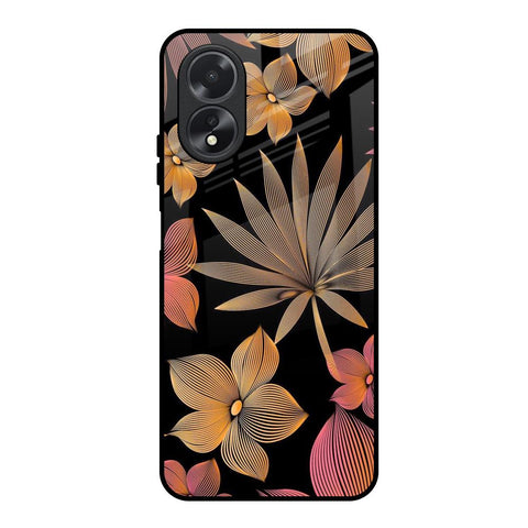 Lines Pattern Flowers Oppo A18 Glass Back Cover Online
