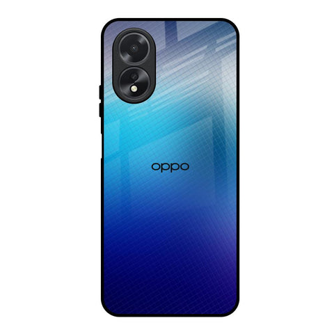 Blue Rhombus Pattern Oppo A18 Glass Back Cover Online