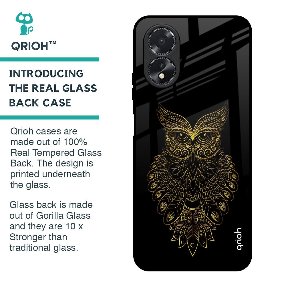 Golden Owl Glass Case for Oppo A18