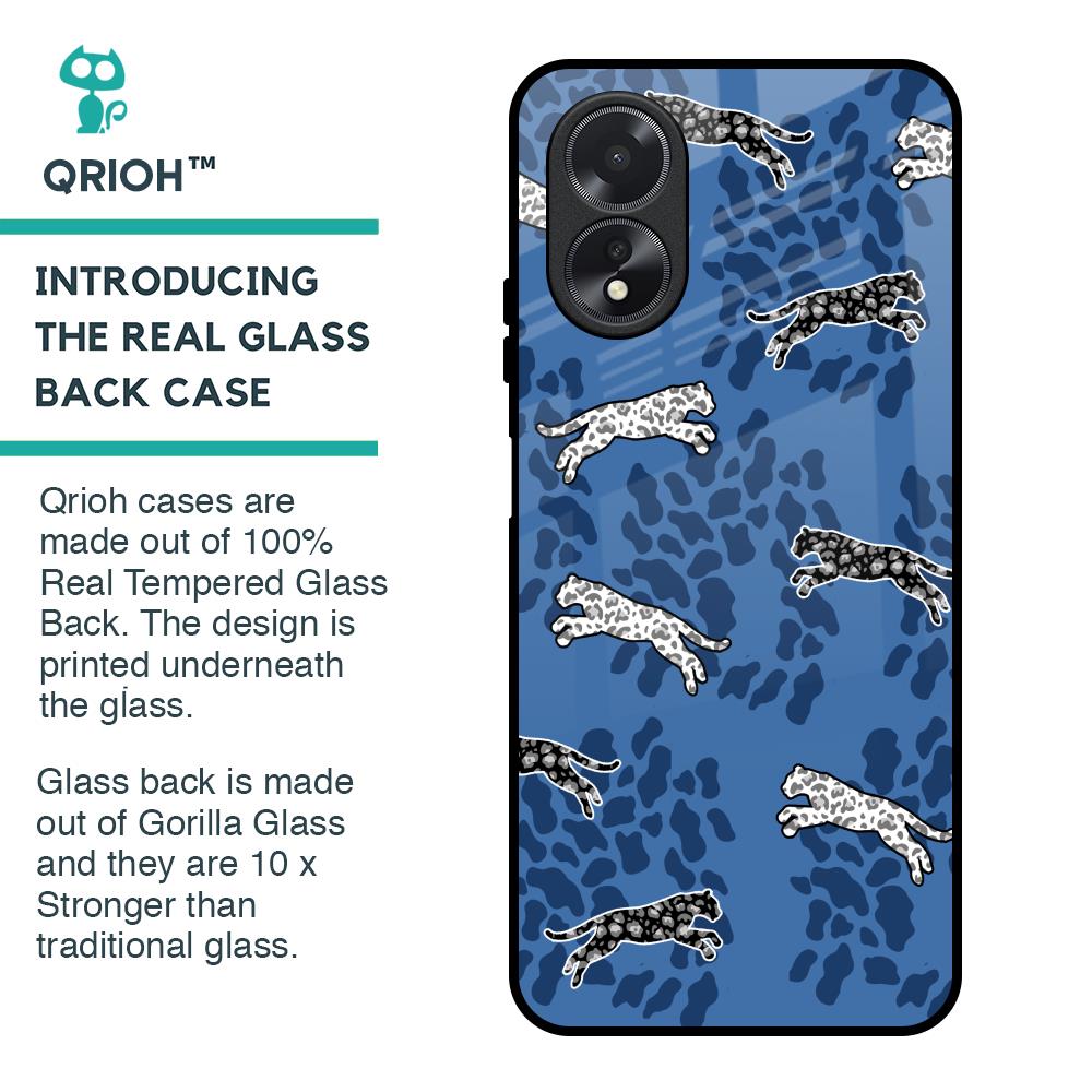 Blue Cheetah Glass Case for Oppo A18
