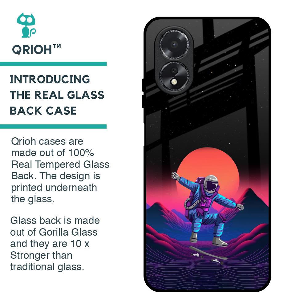 Retro Astronaut Glass Case for Oppo A18