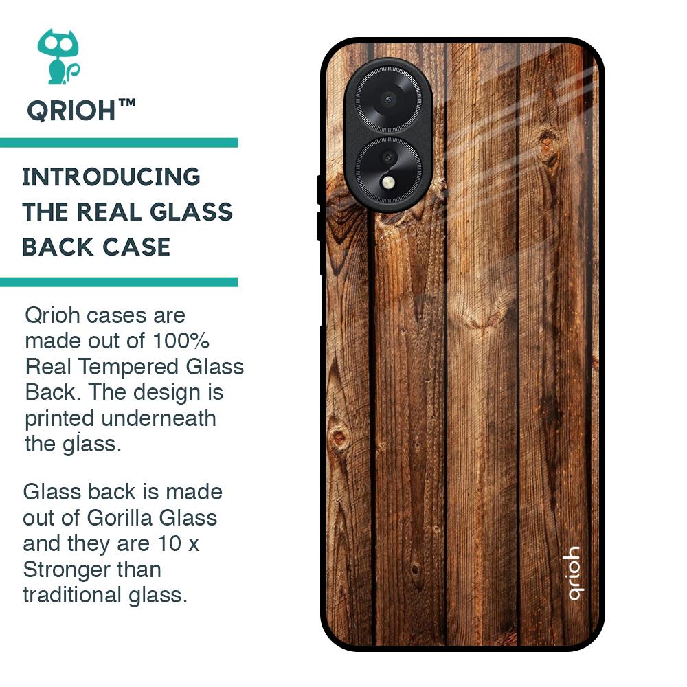 Timber Printed Glass Case for Oppo A18