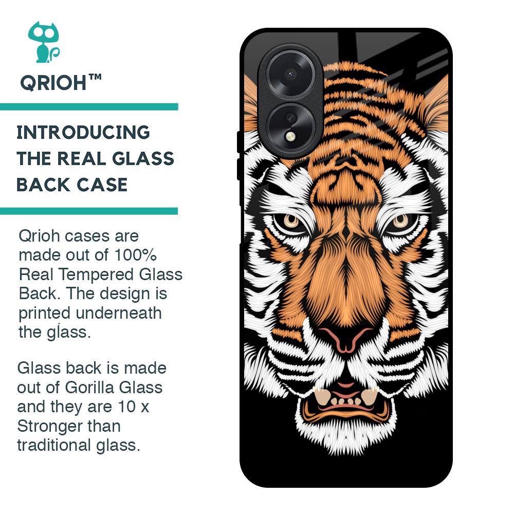 Angry Tiger Glass Case For Oppo A18