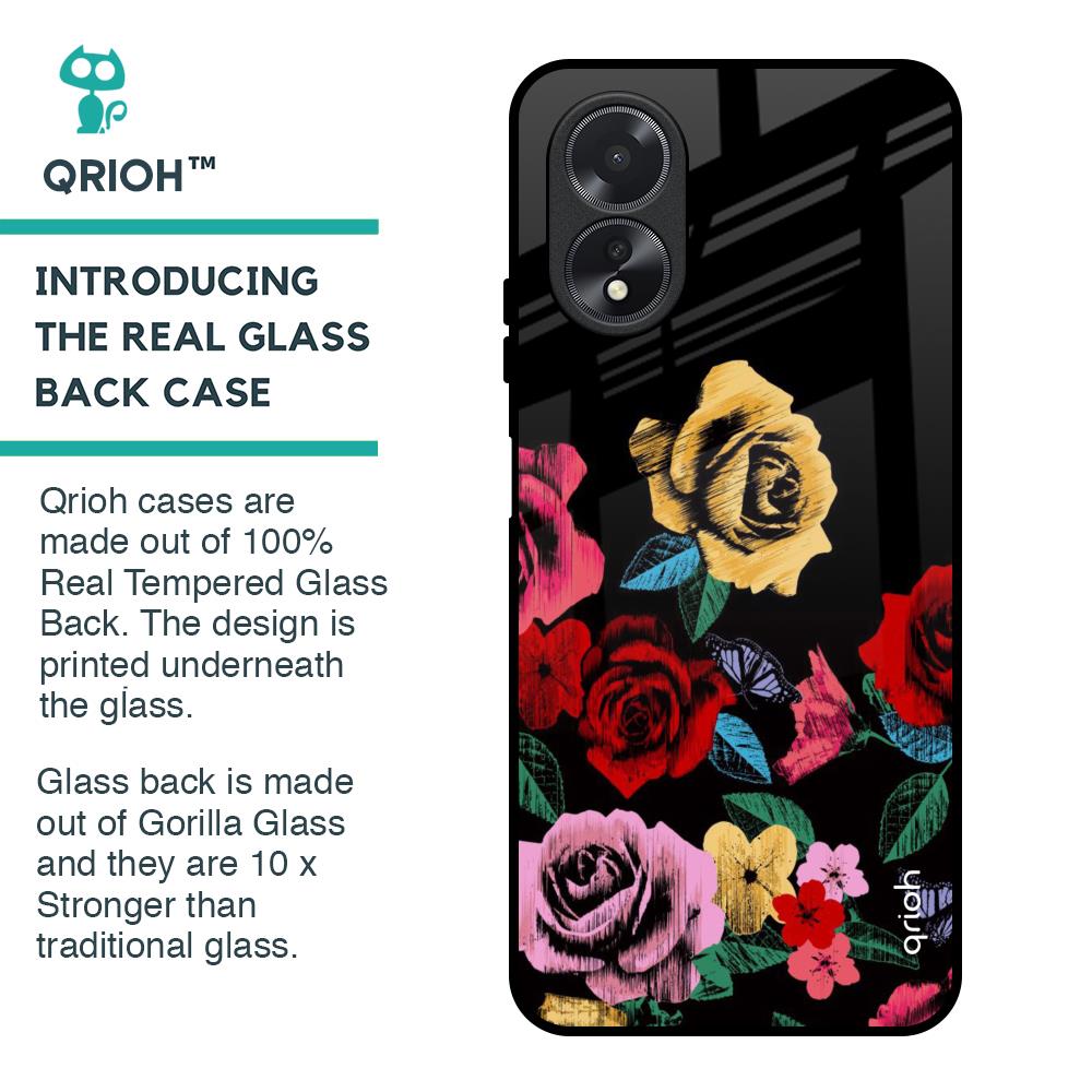 Floral Decorative Glass Case For Oppo A18