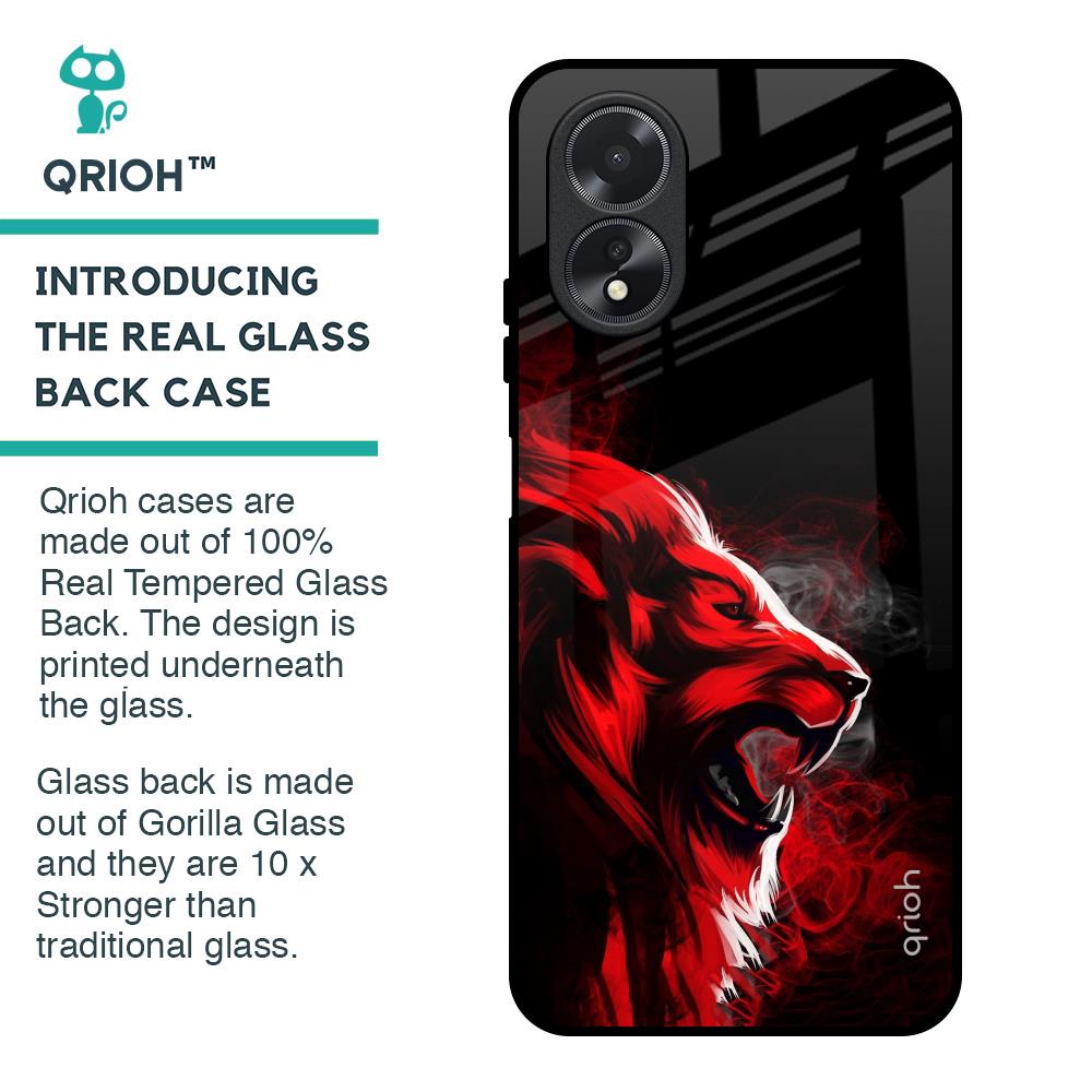 Red Angry Lion Glass Case for Oppo A18