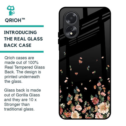 Floating Floral Print Glass Case for Oppo A18