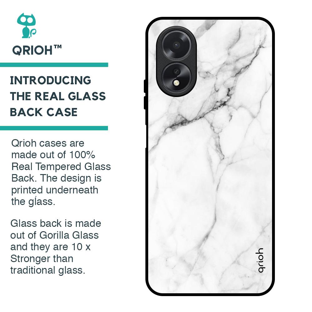Modern White Marble Glass Case for Oppo A18