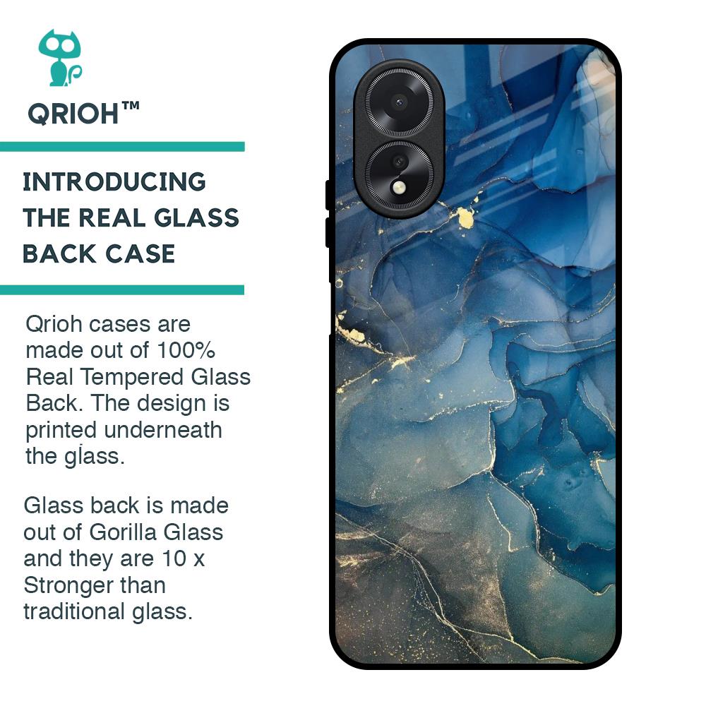 Blue Cool Marble Glass Case for Oppo A18