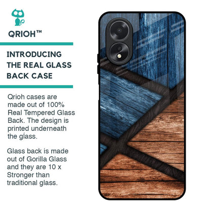 Wooden Tiles Glass Case for Oppo A18