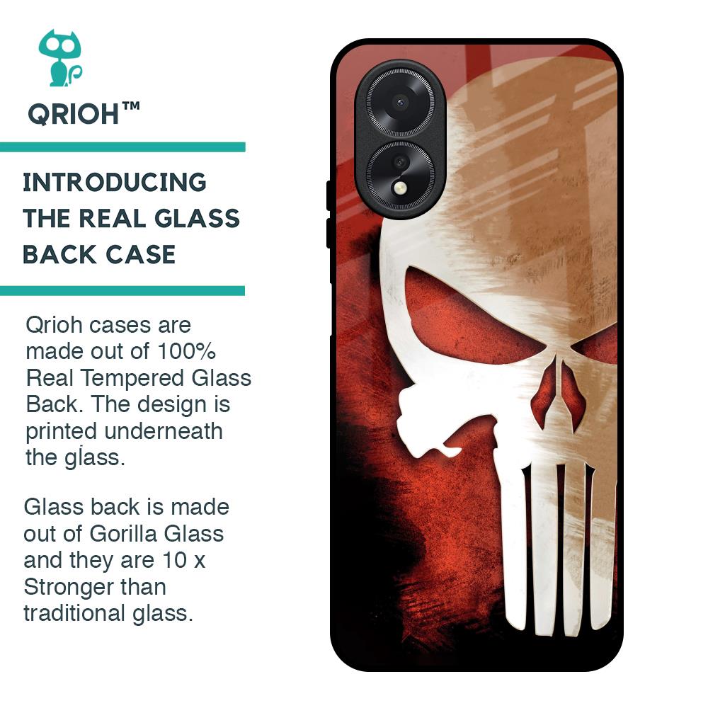 Red Skull Glass Case for Oppo A18