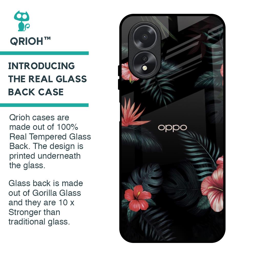 Tropical Art Flower Glass Case for Oppo A18
