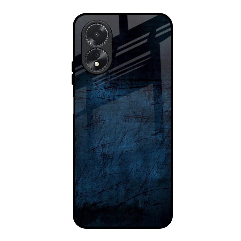 Dark Blue Grunge Oppo A38 Glass Back Cover Online