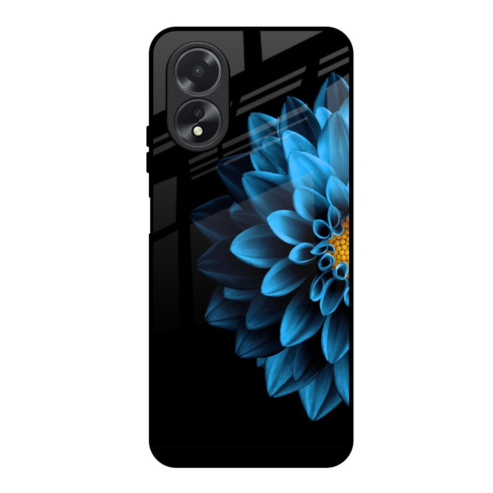 Half Blue Flower Oppo A38 Glass Back Cover Online
