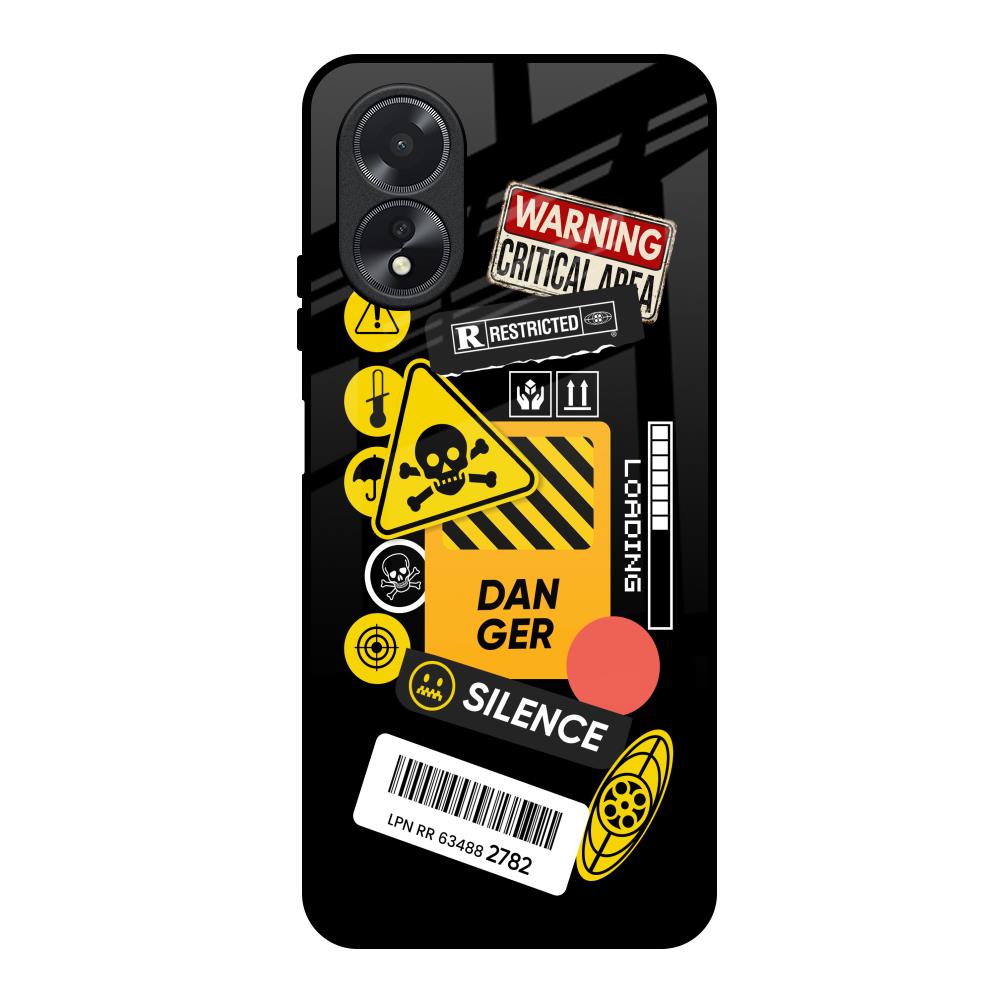 Danger Signs Oppo A38 Glass Back Cover Online