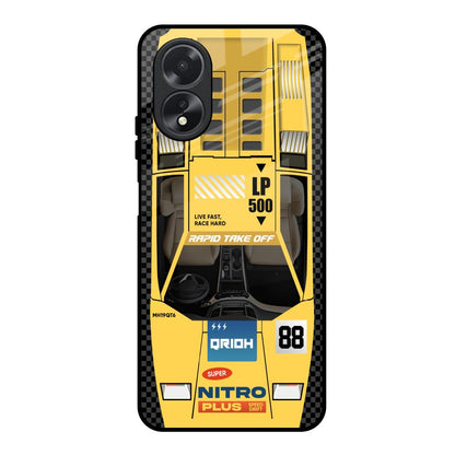 Yellow Racing Car Oppo A38 Glass Back Cover Online