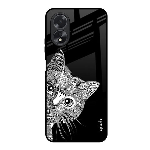 Kitten Mandala Oppo A38 Glass Back Cover Online