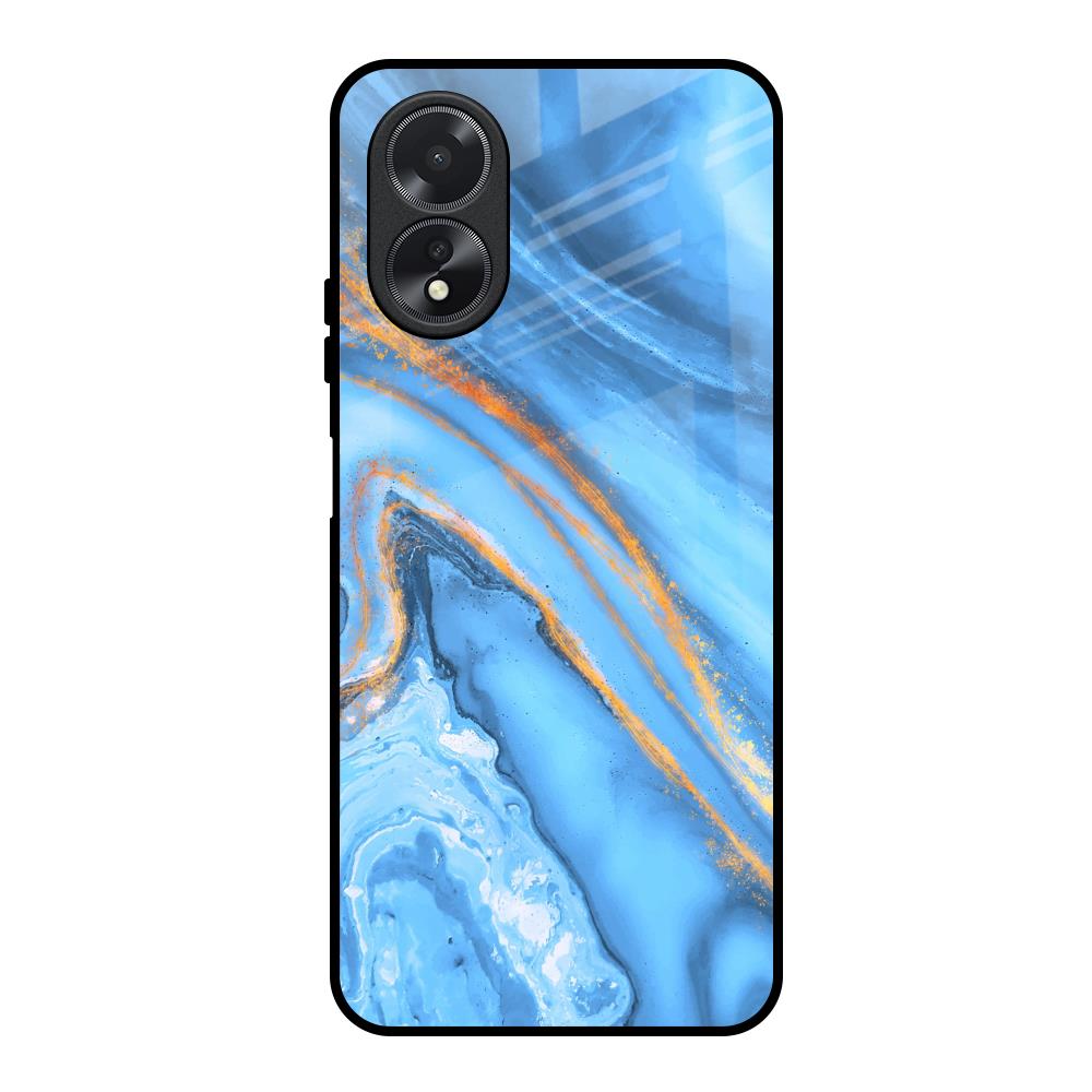 Vibrant Blue Marble Oppo A38 Glass Back Cover Online