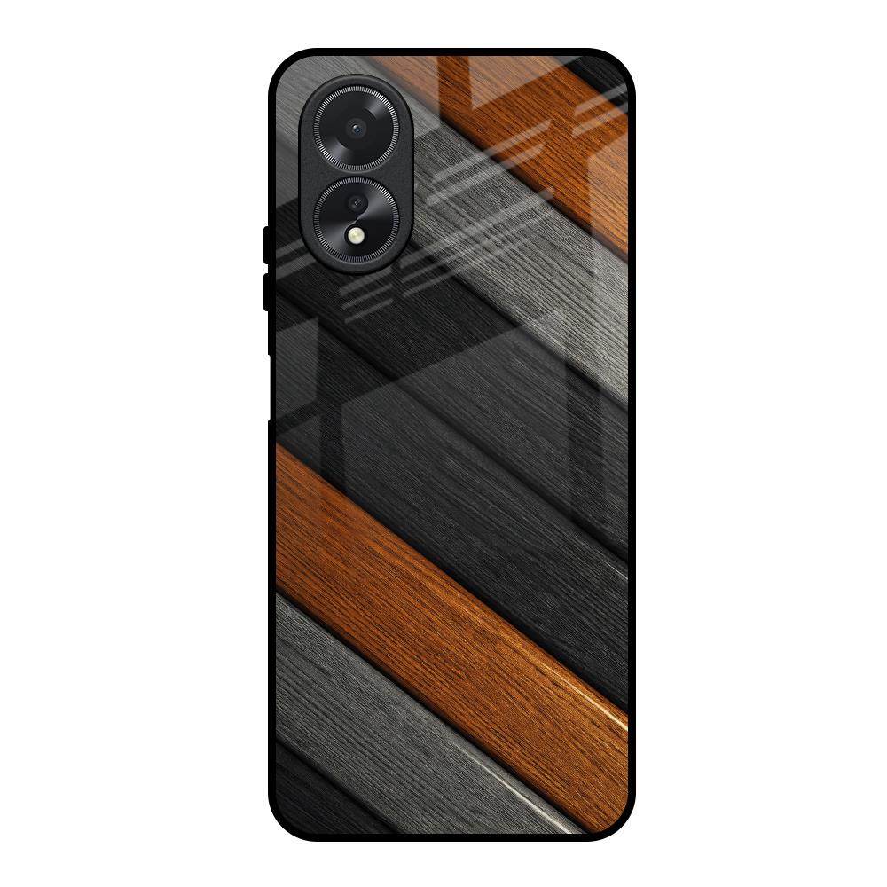 Tri Color Wood Oppo A38 Glass Back Cover Online