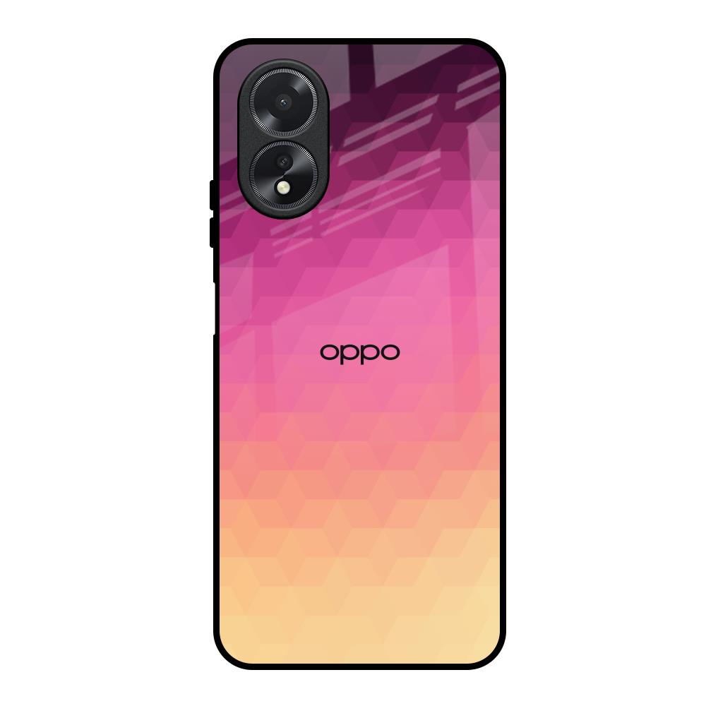 Geometric Pink Diamond Oppo A38 Glass Back Cover Online
