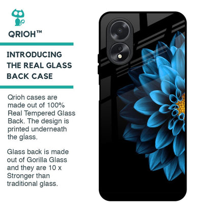Half Blue Flower Glass Case for Oppo A38