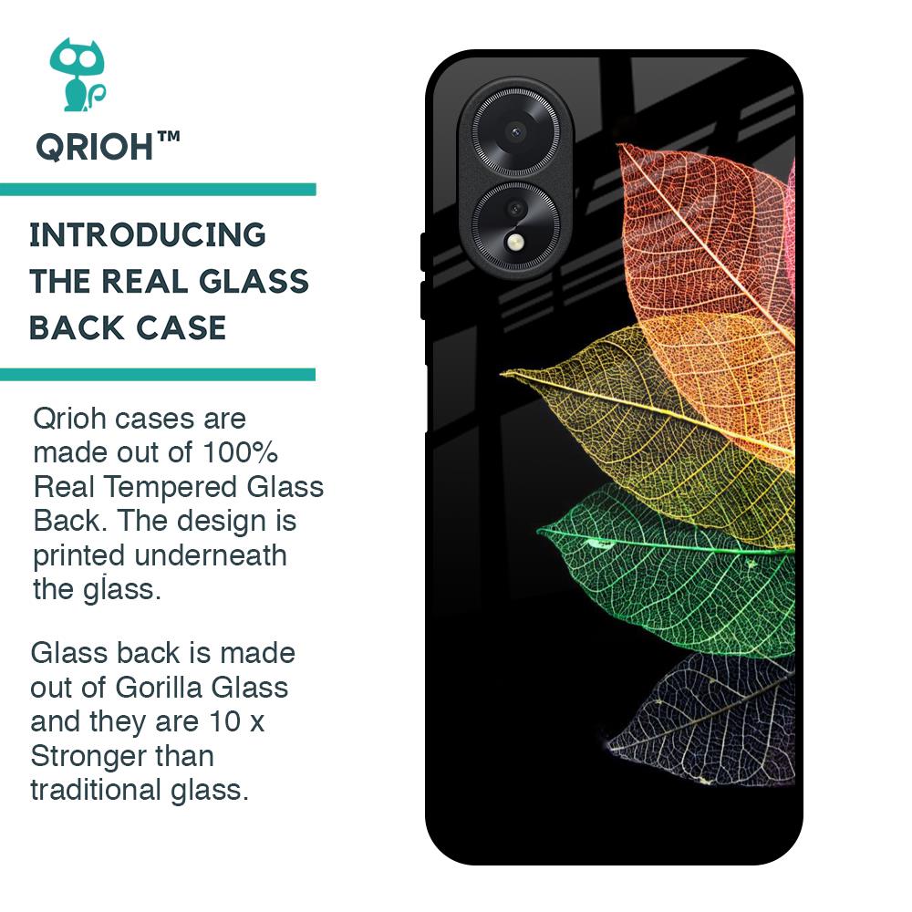 Colorful Leaves Glass Case for Oppo A38