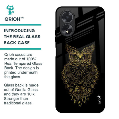 Golden Owl Glass Case for Oppo A38