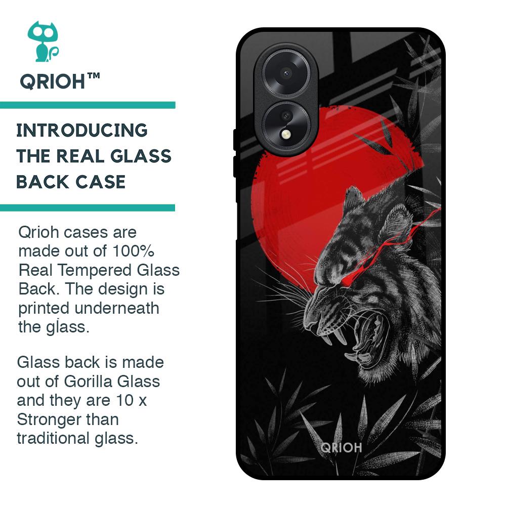 Red Moon Tiger Glass Case for Oppo A38