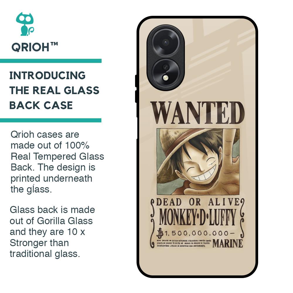 Luffy Wanted Glass Case for Oppo A38