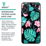 Tropical Leaves & Pink Flowers Glass Case for Oppo A38