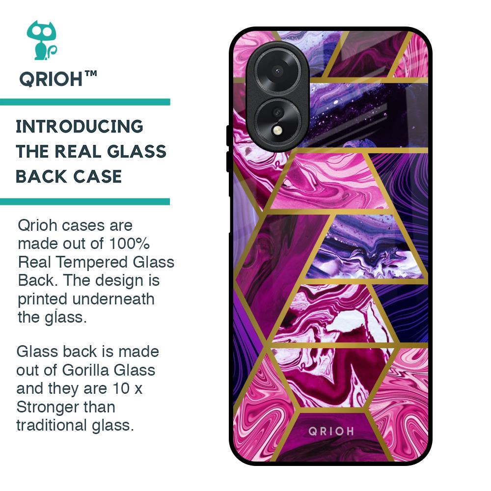 Electroplated Geometric Marble Glass Case for Oppo A38